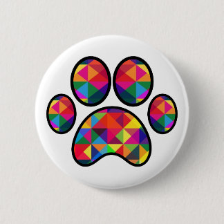 Geometric Rainbow Paw Print 6 Cm Round Badge