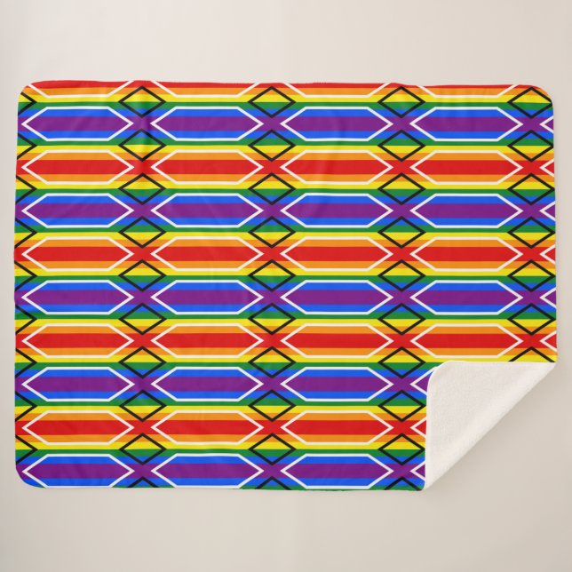 Geometric  Rainbow Sherpa Blanket (Front (Horizontal))