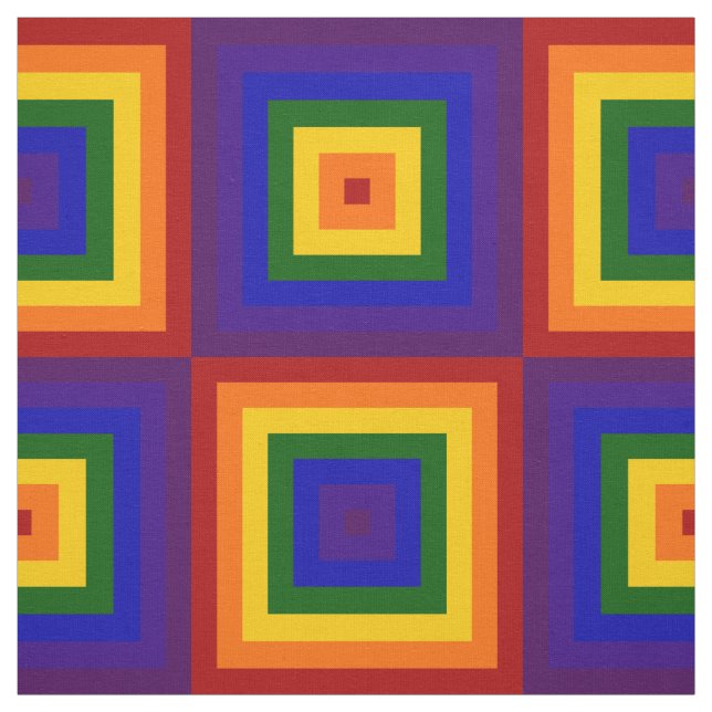 Geometric Rainbow Squares Fabric (Swatch)