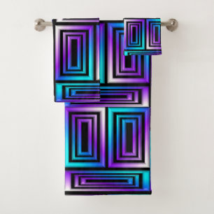 geometric rectangles bath towel set