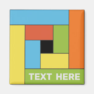 Geometric Rectangles (ver8) with Any Text Magnet