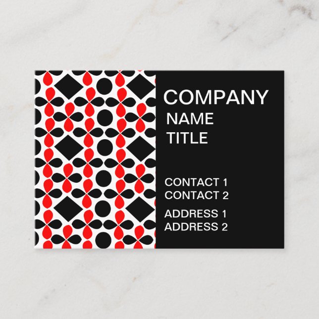 Geometric Red Black Geometric  Business Card (Front)