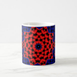 Geometric Red Blue Star Circle Pattern Coffee Tea Coffee Mug