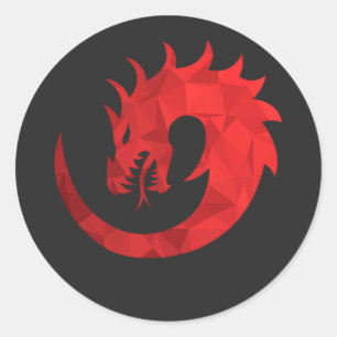 Geometric Red Dragon Circle Vinyl Sticker 