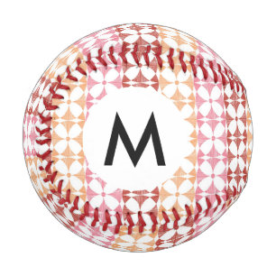 Geometric red ikat stripes pattern baseball