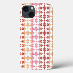 Geometric red ikat stripes pattern iPhone 13 case