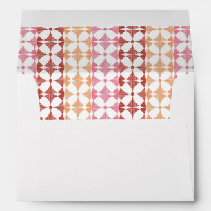 Geometric red ikat stripes pattern envelope