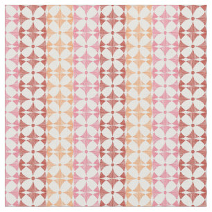 Geometric red ikat stripes pattern fabric