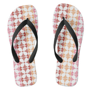 Geometric red ikat stripes pattern jandals