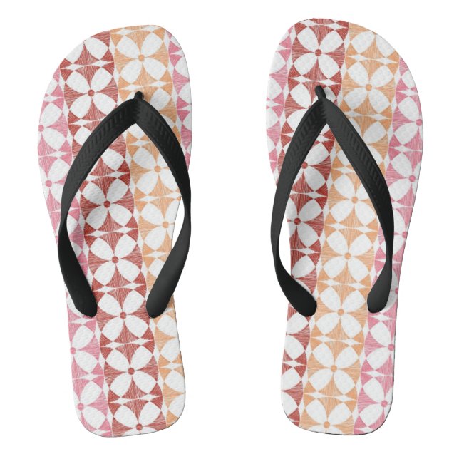 Geometric red ikat stripes pattern jandals (Footbed)