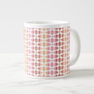 Geometric red ikat stripes pattern large coffee mug