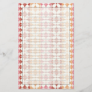 Geometric red ikat stripes pattern stationery
