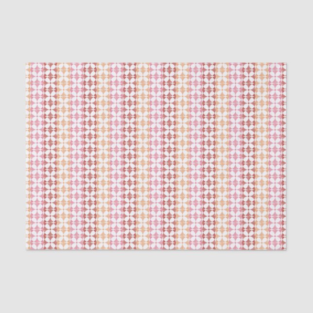 Geometric red ikat stripes pattern tissue paper (Front)