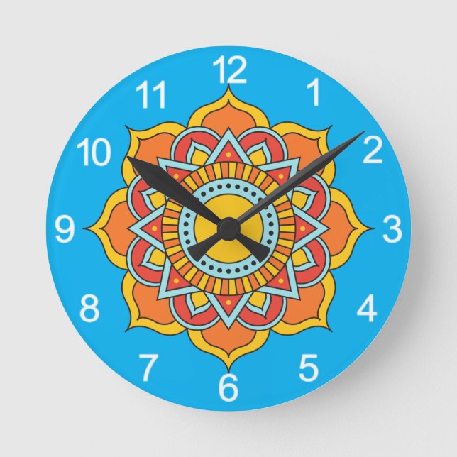 Geometric Red Mandala Flower-54567 Round Clock (Front)