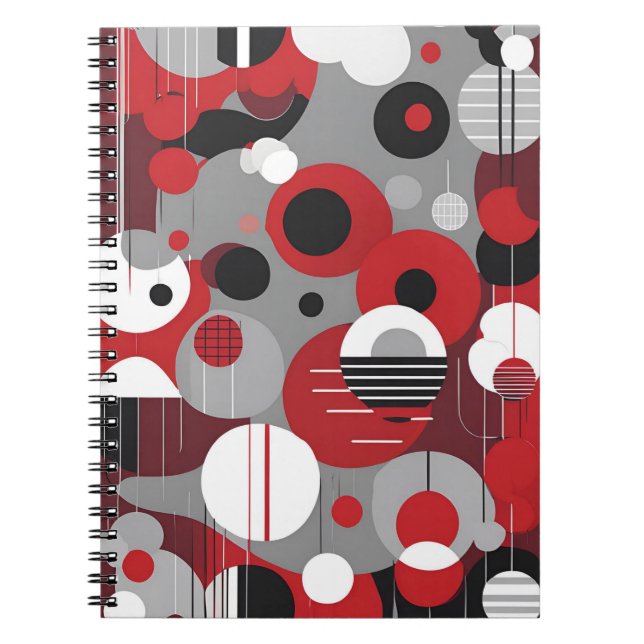 Geometric Red Notebook – Bold and Modern Circles (Front)