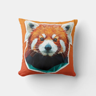 Geometric Red Panda Cushion
