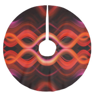 Geometric red wavy lines design. brushed polyester tree skirt