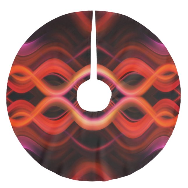 Geometric red wavy lines design. brushed polyester tree skirt (Front)
