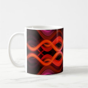 Geometric red wavy lines design. coffee mug