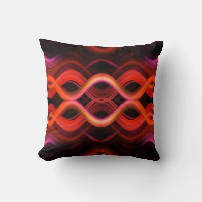 Geometric red wavy lines design. cushion (Front)