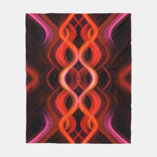 Geometric red wavy lines design. fleece blanket