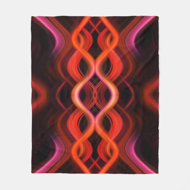 Geometric red wavy lines design. fleece blanket (Front)