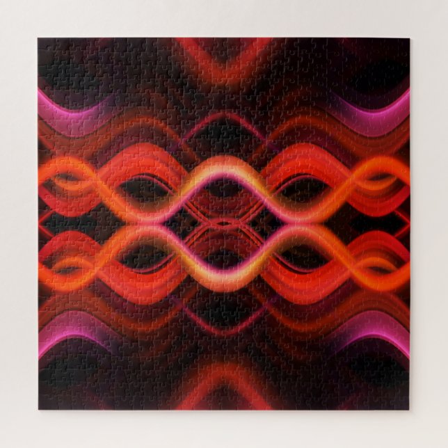 Geometric red wavy lines design. jigsaw puzzle (Vertical)