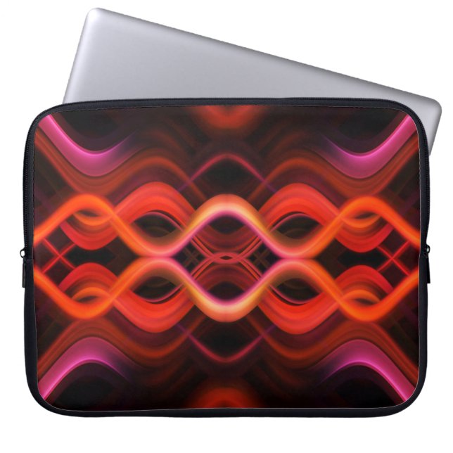 Geometric red wavy lines design. laptop sleeve (Front)