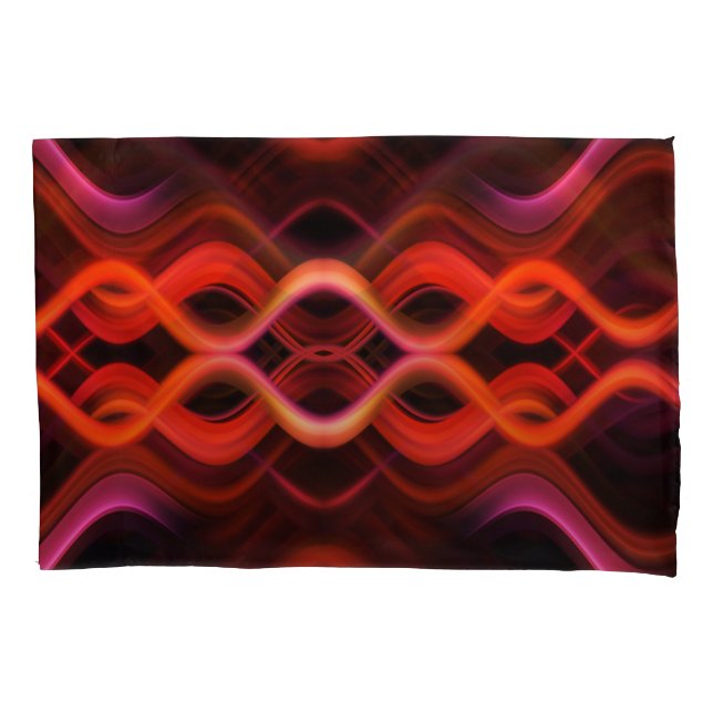Geometric red wavy lines design. pillowcase (Front)