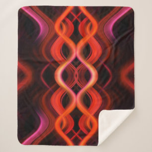 Geometric red wavy lines design. sherpa blanket