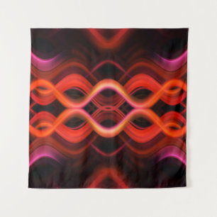 Geometric red wavy lines design. tapestry
