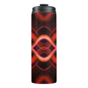 Geometric red wavy lines design. thermal tumbler