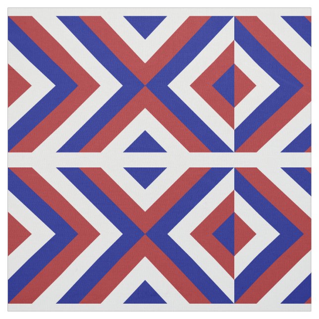 Geometric Red, White, and Blue Chevrons Fabric (Swatch)