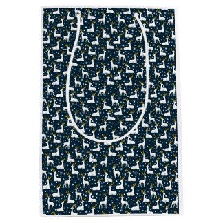 Geometric Reindeer and Stars Winter Design Medium Gift Bag