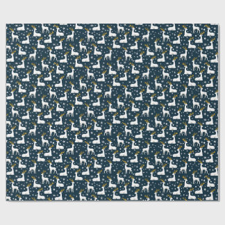 Geometric Reindeer and Stars Winter Design Wrapping Paper