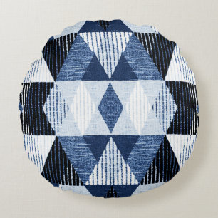 Geometric Repeat: Textured Background. Round Cushion