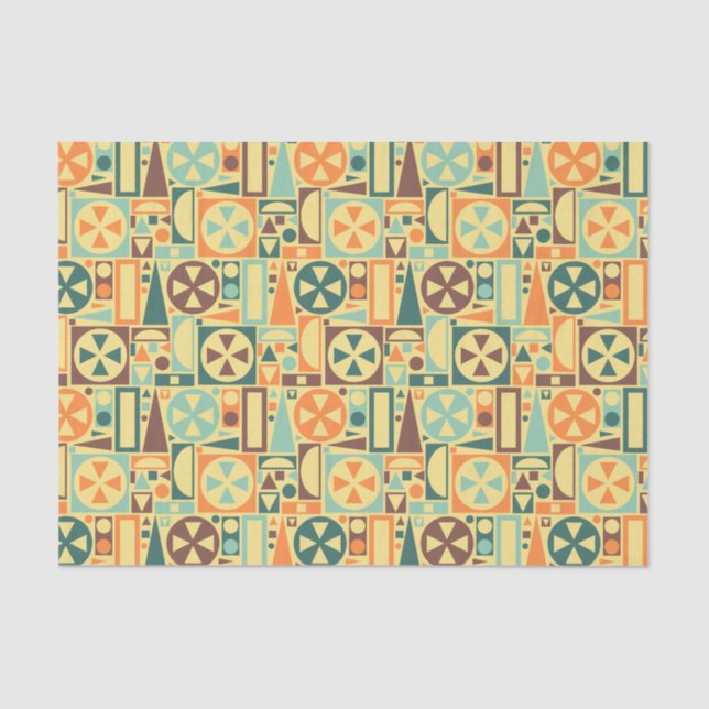 Geometric Retro 1950s Midcentury Modern Colourful Tissue Paper (Front)