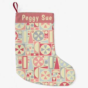 Geometric Retro 1950s Midcentury Modern Pink Small Christmas Stocking