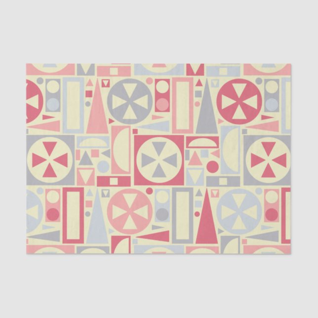 Geometric Retro 1950s Midcentury Modern Pink Tissue Paper (Front)