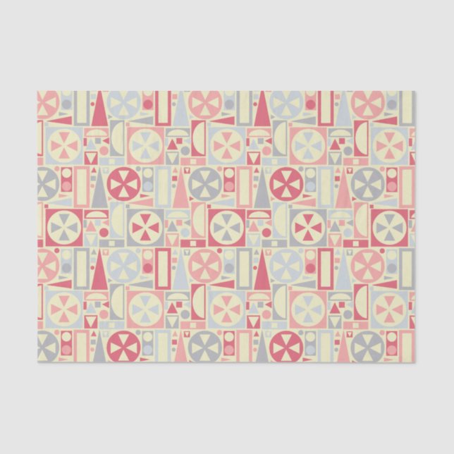 Geometric Retro 1950s Midcentury Modern Pink Tissue Paper (Front)