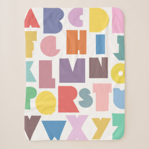 Geometric Retro Alphabet Sherpa Blanket