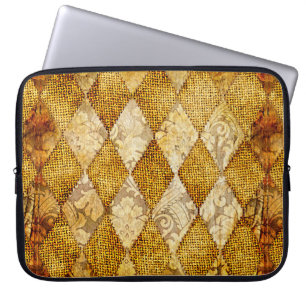 geometric retro background in golden colours laptop sleeve
