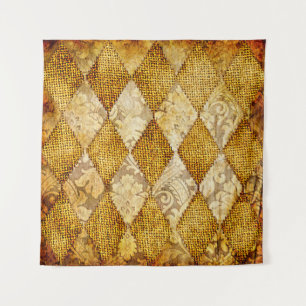 geometric retro background in golden colours tapestry