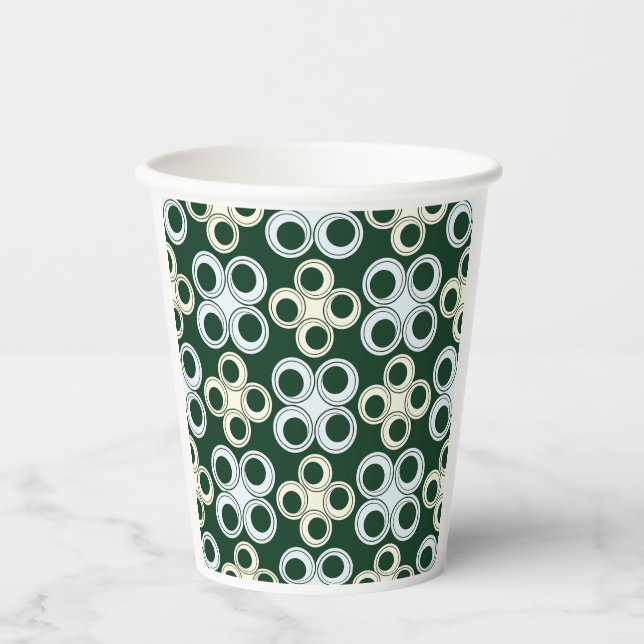 Geometric Retro Circles Pattern Paper Cups (Front)