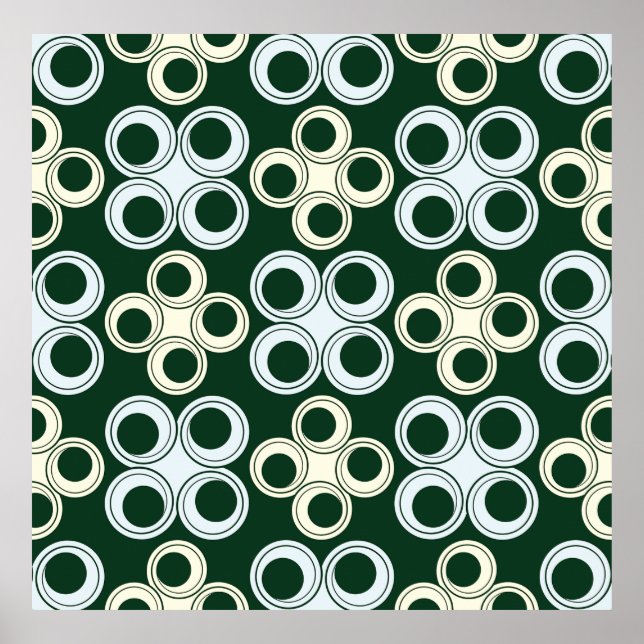 Geometric Retro Circles Pattern Poster (Front)