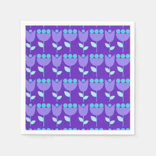 Geometric Retro Flower Bauhaus Purple Birthday  Napkin