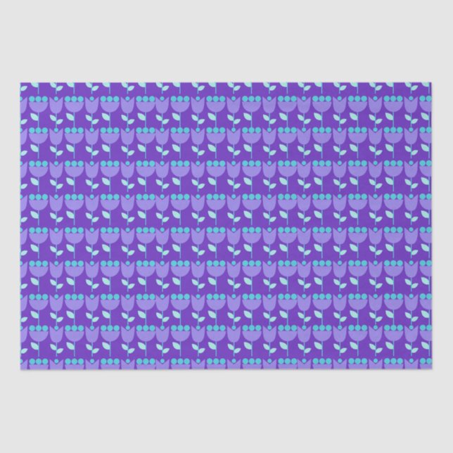 Geometric Retro Flower Bauhaus Purple Birthday  Tissue Paper (Front)