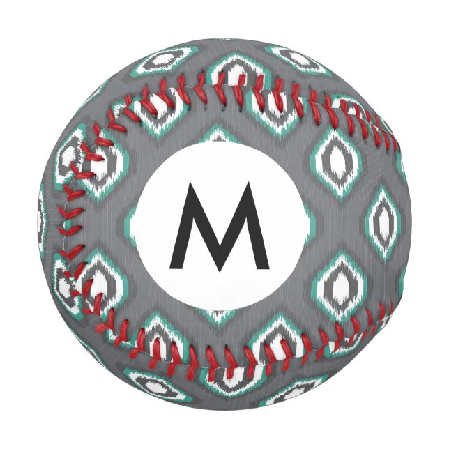 Geometric retro ikat tribal pattern baseball (Front Left)