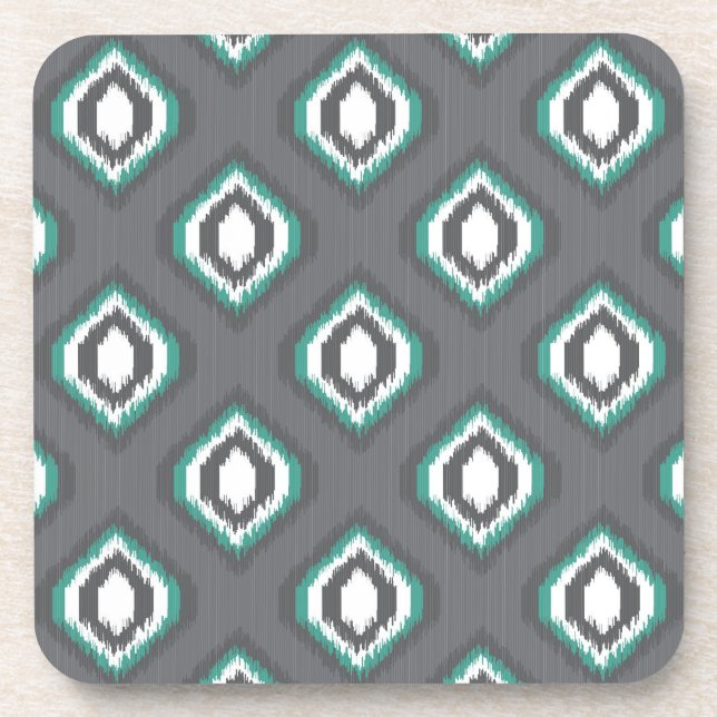 Geometric retro ikat tribal pattern coaster (Front)