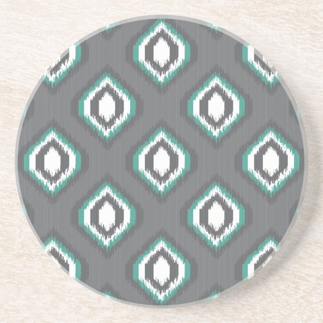 Geometric retro ikat tribal pattern coaster (Front)